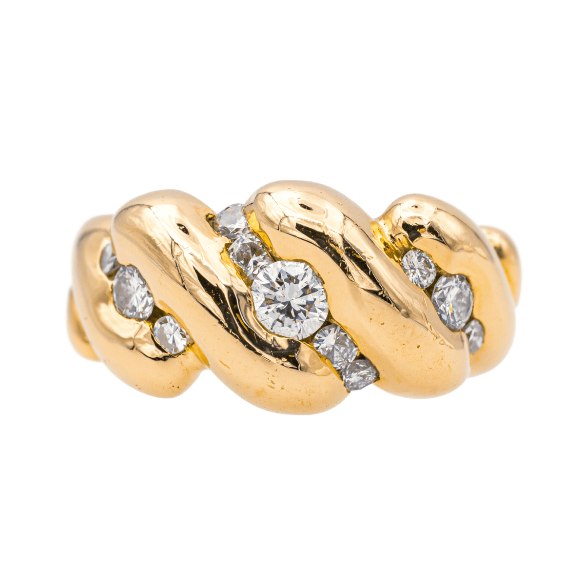 Bague BANDEAU en or jaune et diamants - Castafiore