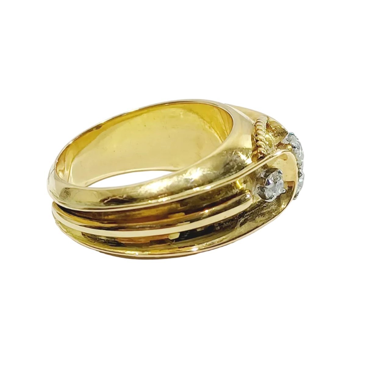 Bague Bandeau en or jaune et diamants - Castafiore