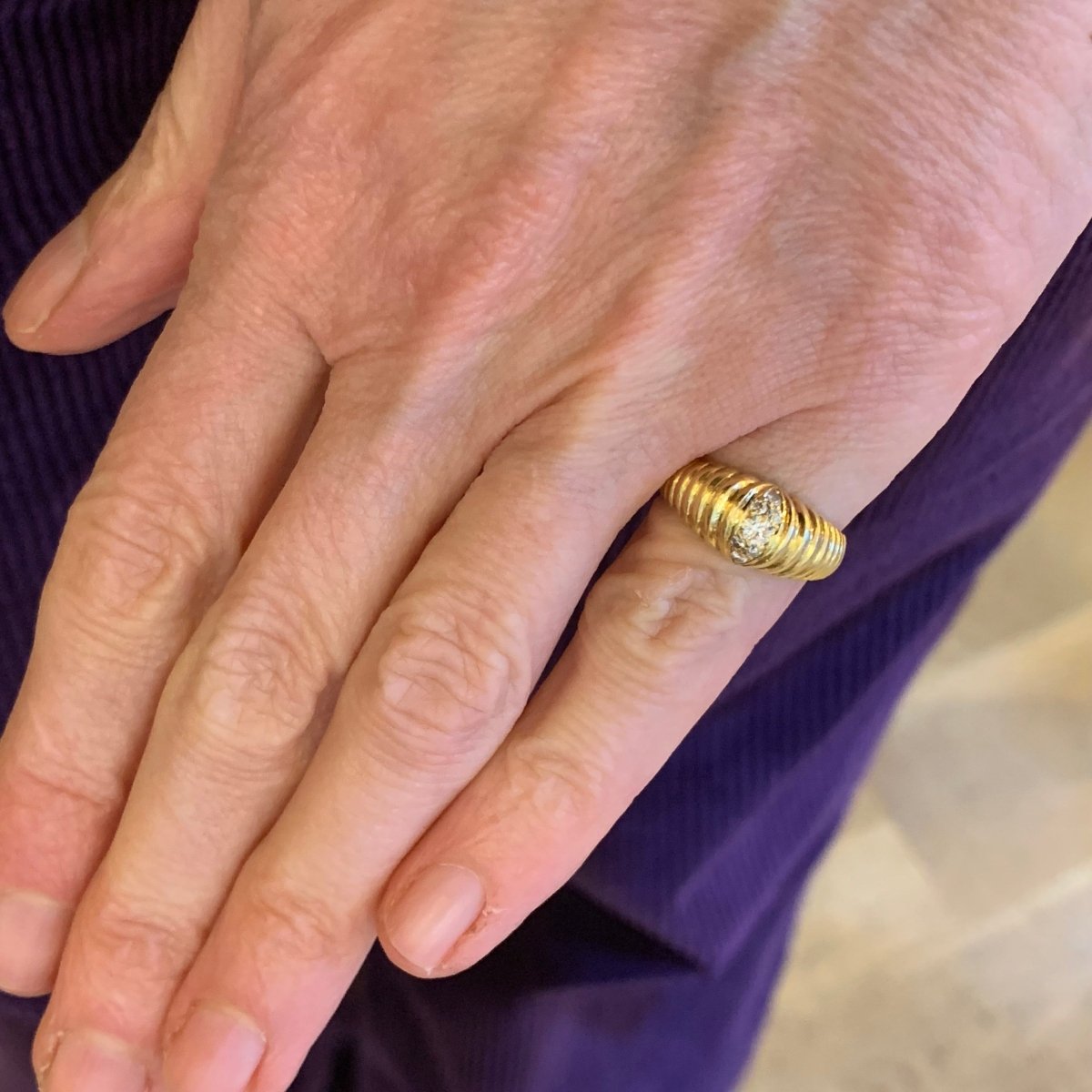 Bague Bandeau en or jaune et diamants - Castafiore