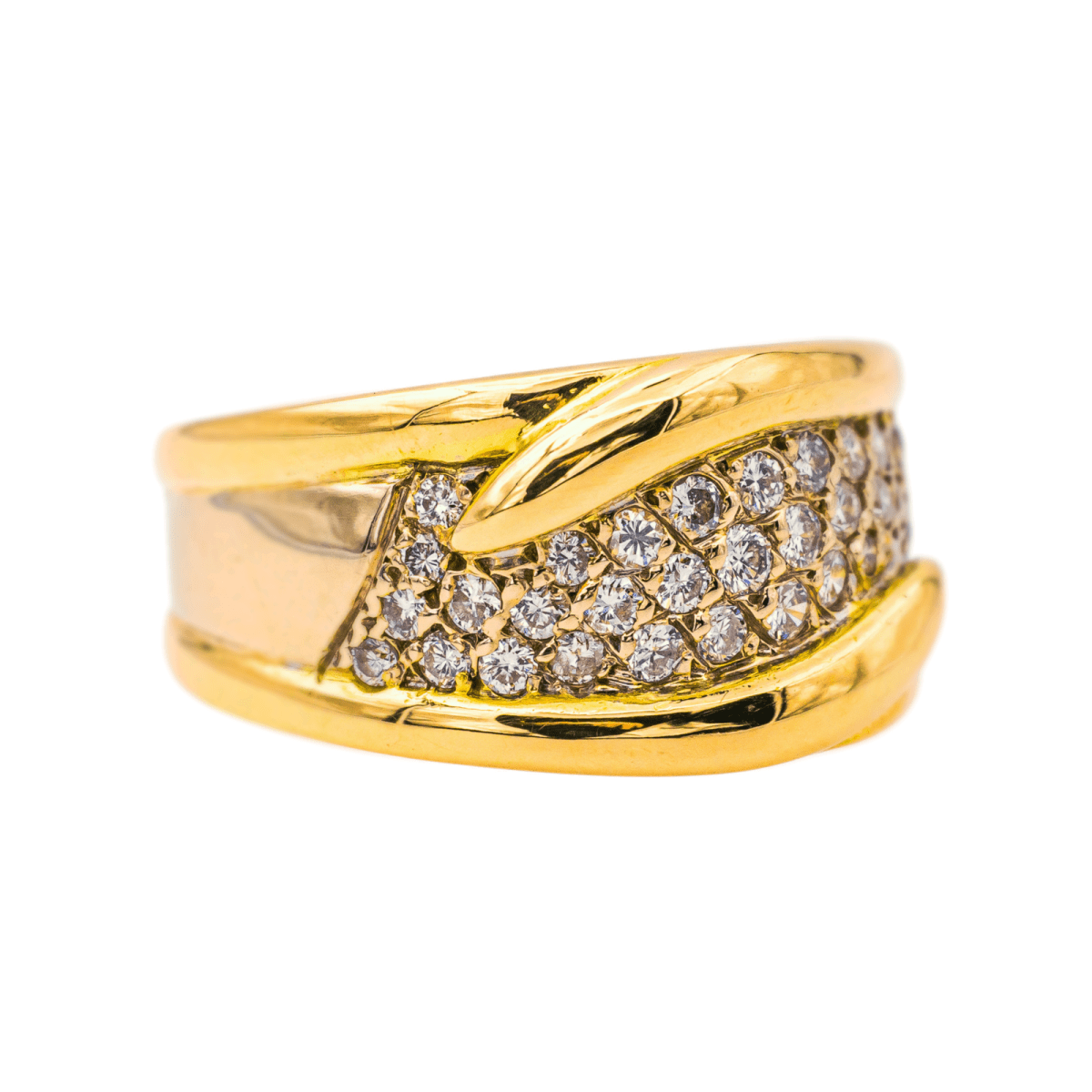 Bague Bandeau en or jaune et diamants - Castafiore