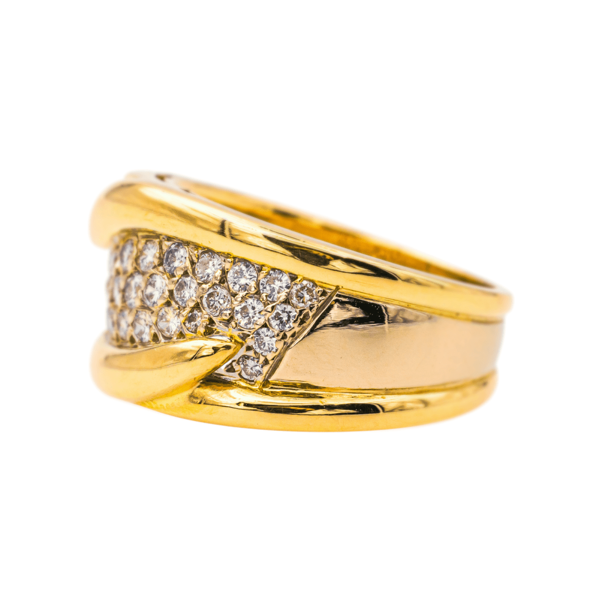 Bague Bandeau en or jaune et diamants - Castafiore