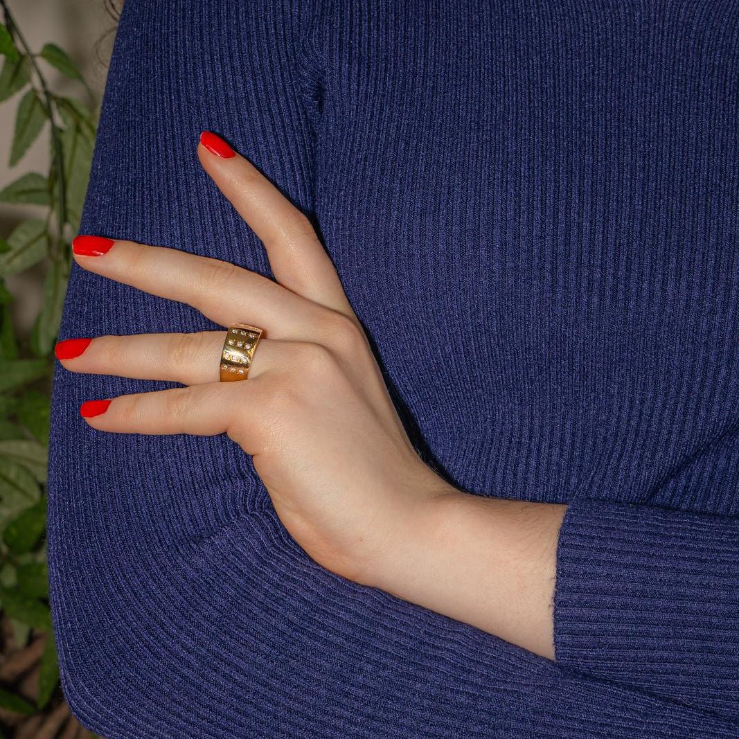 Bague Bandeau en or jaune et diamants - Castafiore