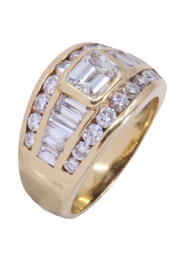 Bague Bandeau en or jaune et diamants - Castafiore