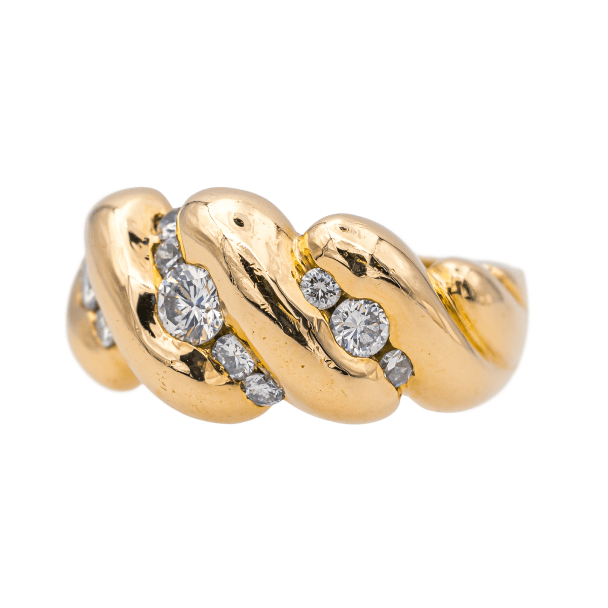 Bague BANDEAU en or jaune et diamants - Castafiore