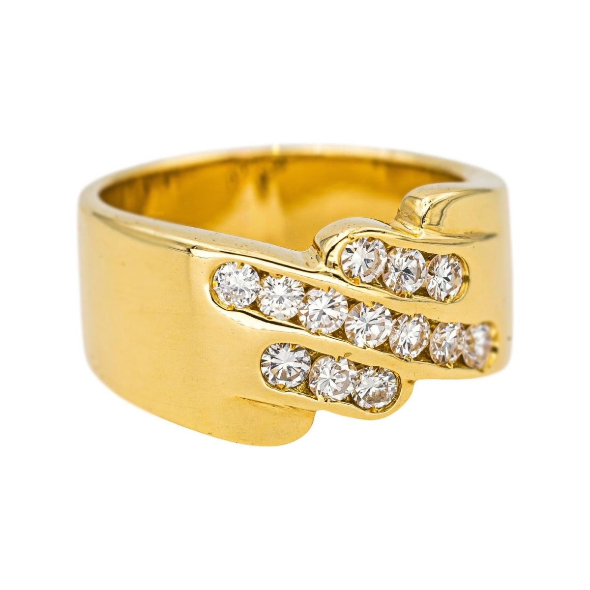 Bague Bandeau en or jaune et diamants - Castafiore