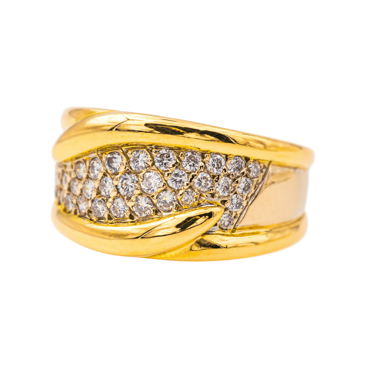Bague Bandeau en or jaune et diamants - Castafiore