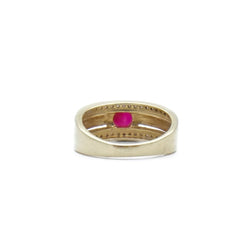 Bague bandeau en or jaune et or gris avec rubis et diamants - Castafiore