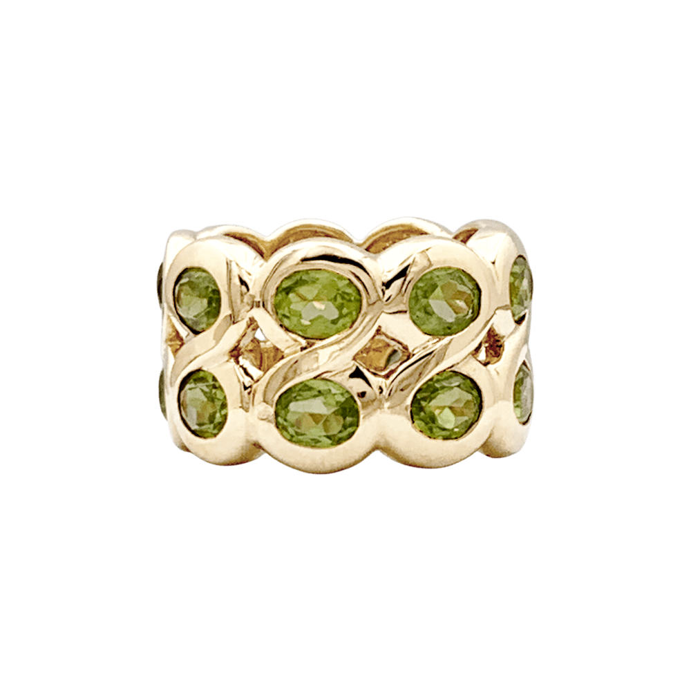 Bague Bandeau en or jaune et péridots - Castafiore