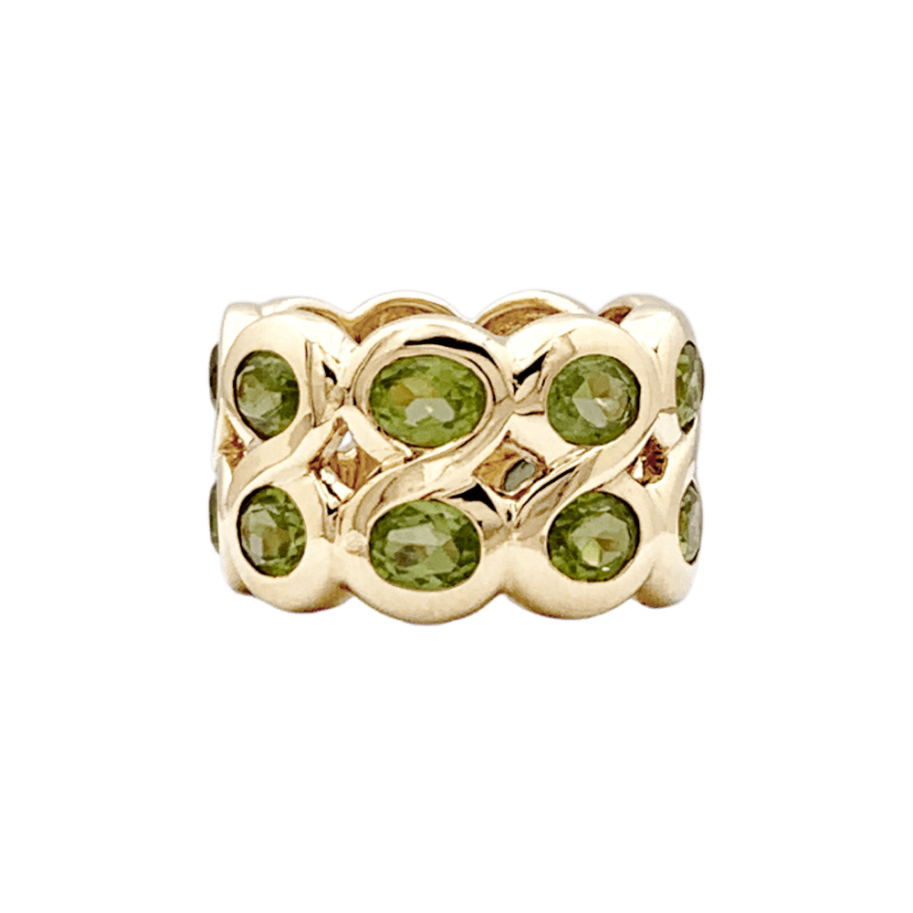 Bague Bandeau en or jaune et péridots - Castafiore