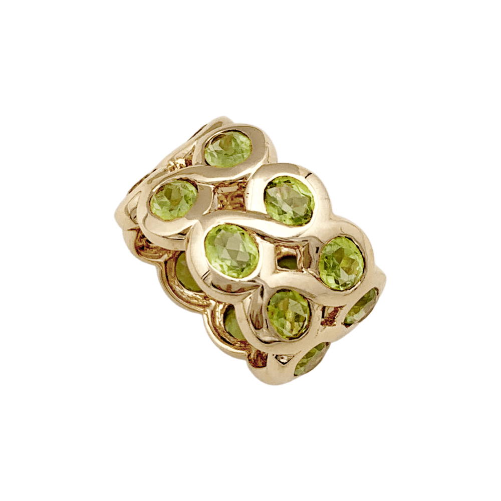 Bague Bandeau en or jaune et péridots - Castafiore