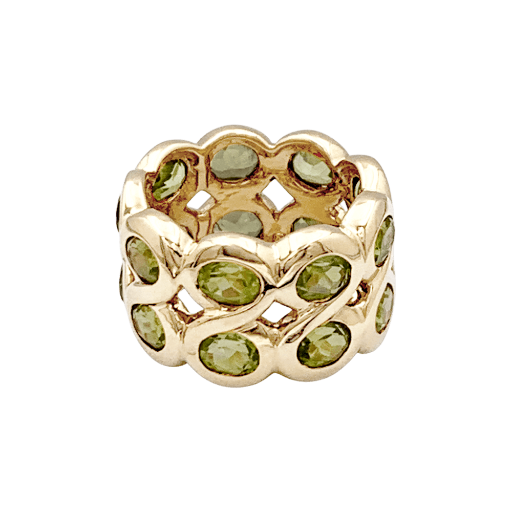Bague Bandeau en or jaune et péridots - Castafiore