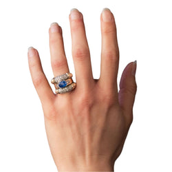 Bague Bandeau en or jaune et platine, saphir et diamants - Castafiore