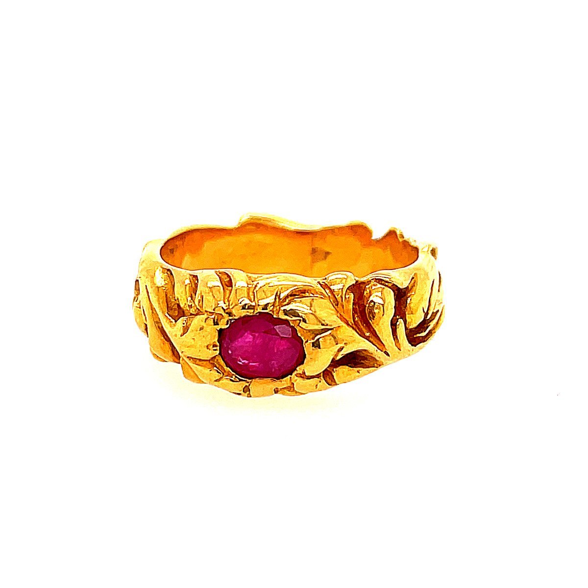 Bague Bandeau en or jaune et rubis - Castafiore