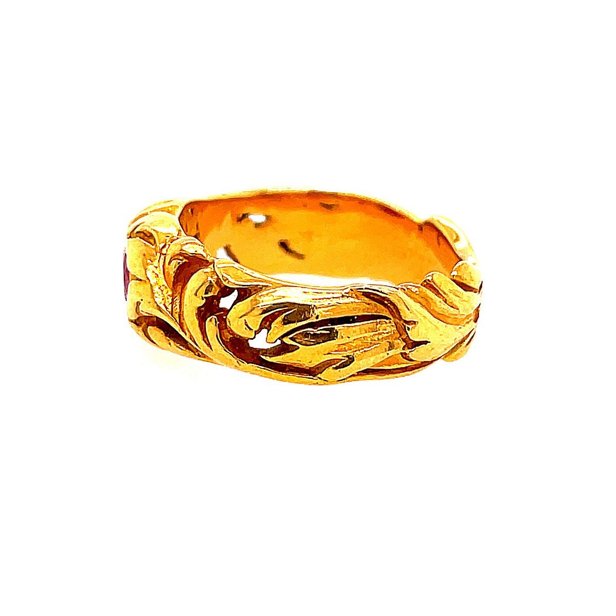 Bague Bandeau en or jaune et rubis - Castafiore