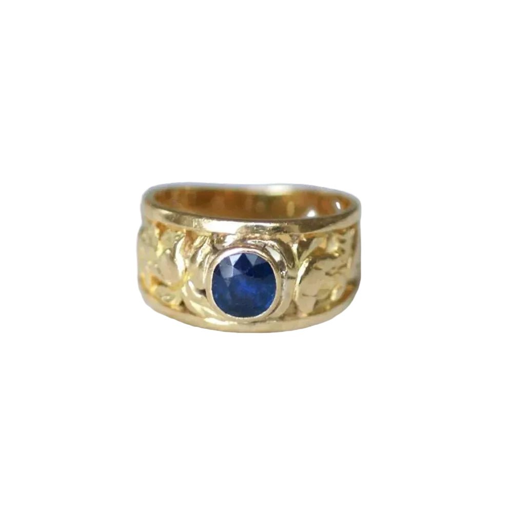 Bague Bandeau en or jaune et saphir - Castafiore