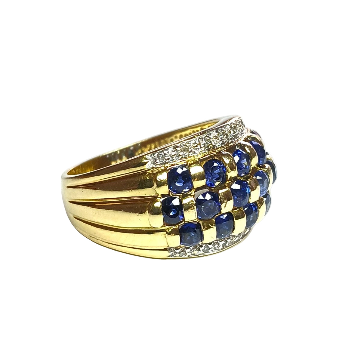 Bague bandeau en or jaune et saphirs - Castafiore