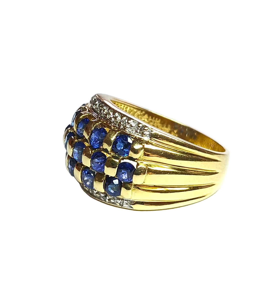 Bague bandeau en or jaune et saphirs - Castafiore