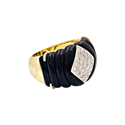 Bague Bandeau en or jaune, onyx et diamants - Castafiore