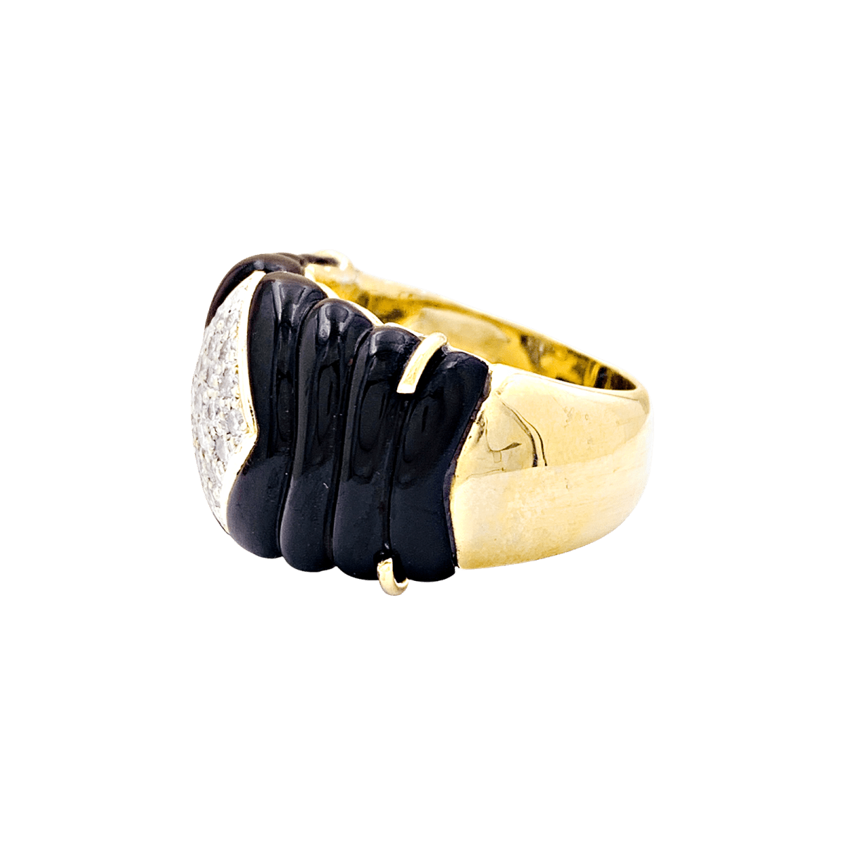Bague Bandeau en or jaune, onyx et diamants - Castafiore