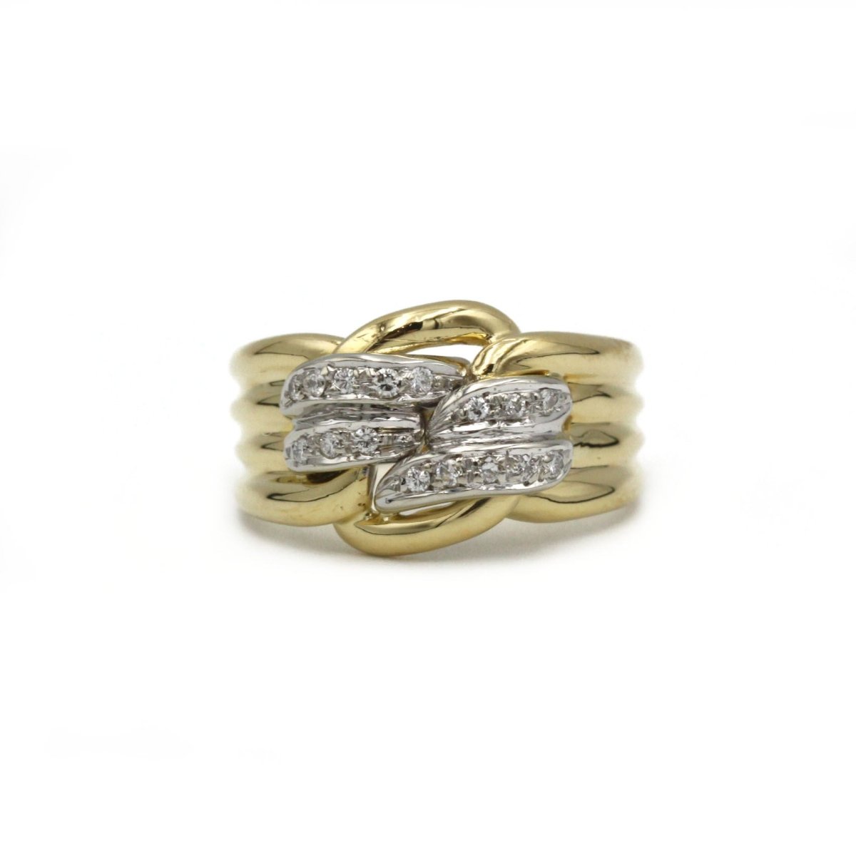 Bague Bandeau en or jaune, or blanc et diamants - Castafiore