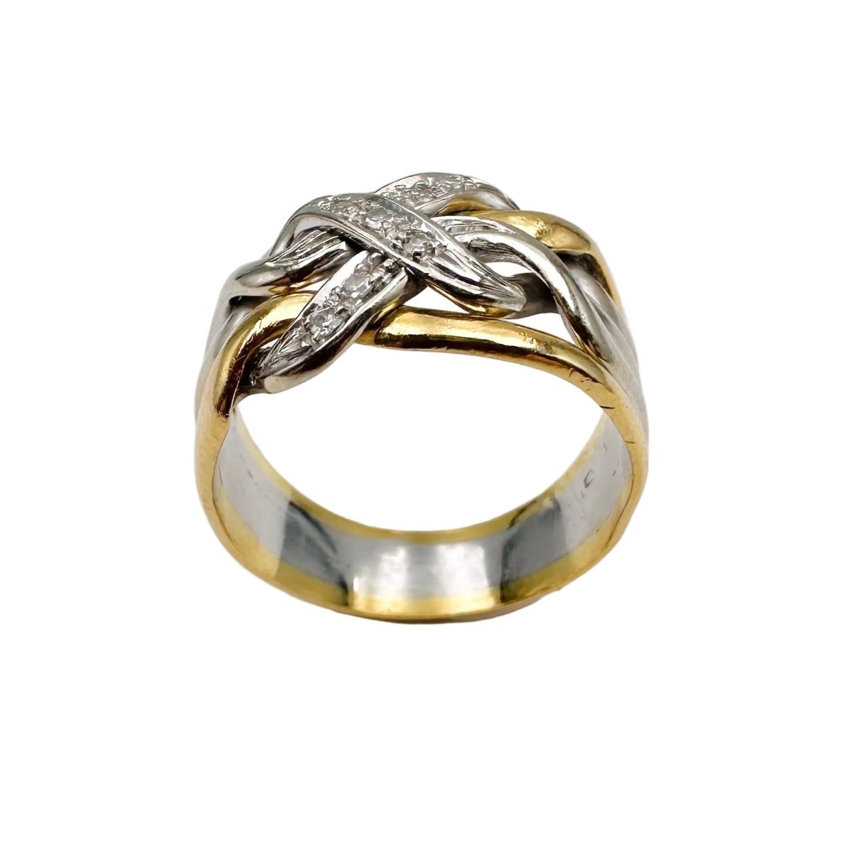 Bague Bandeau en or jaune, or blanc et diamants - Castafiore