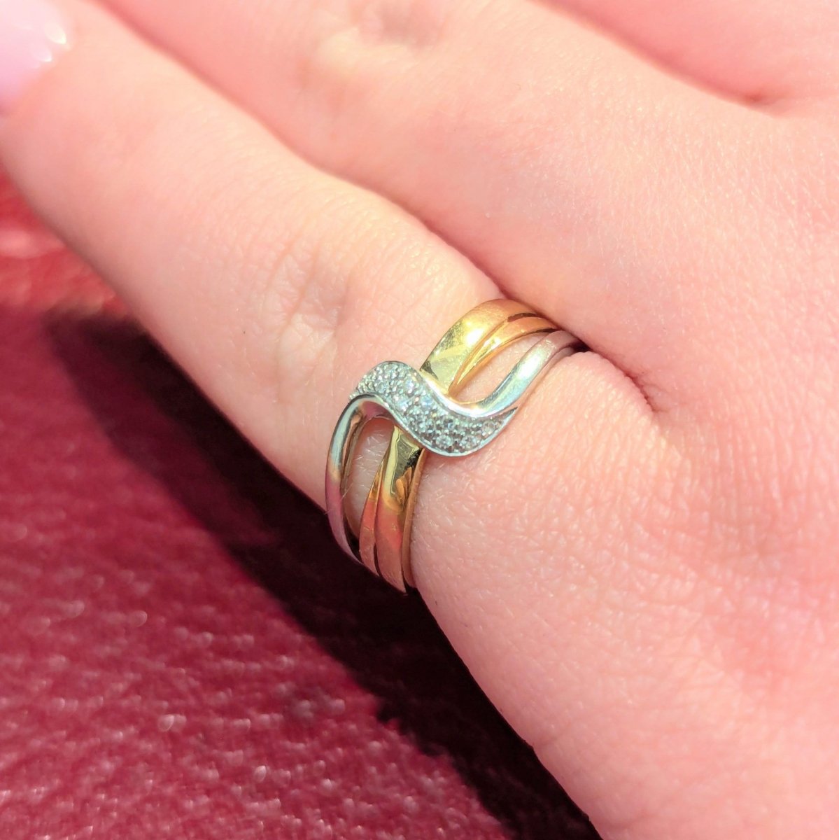 Bague Bandeau en or jaune, or blanc et diamants - Castafiore