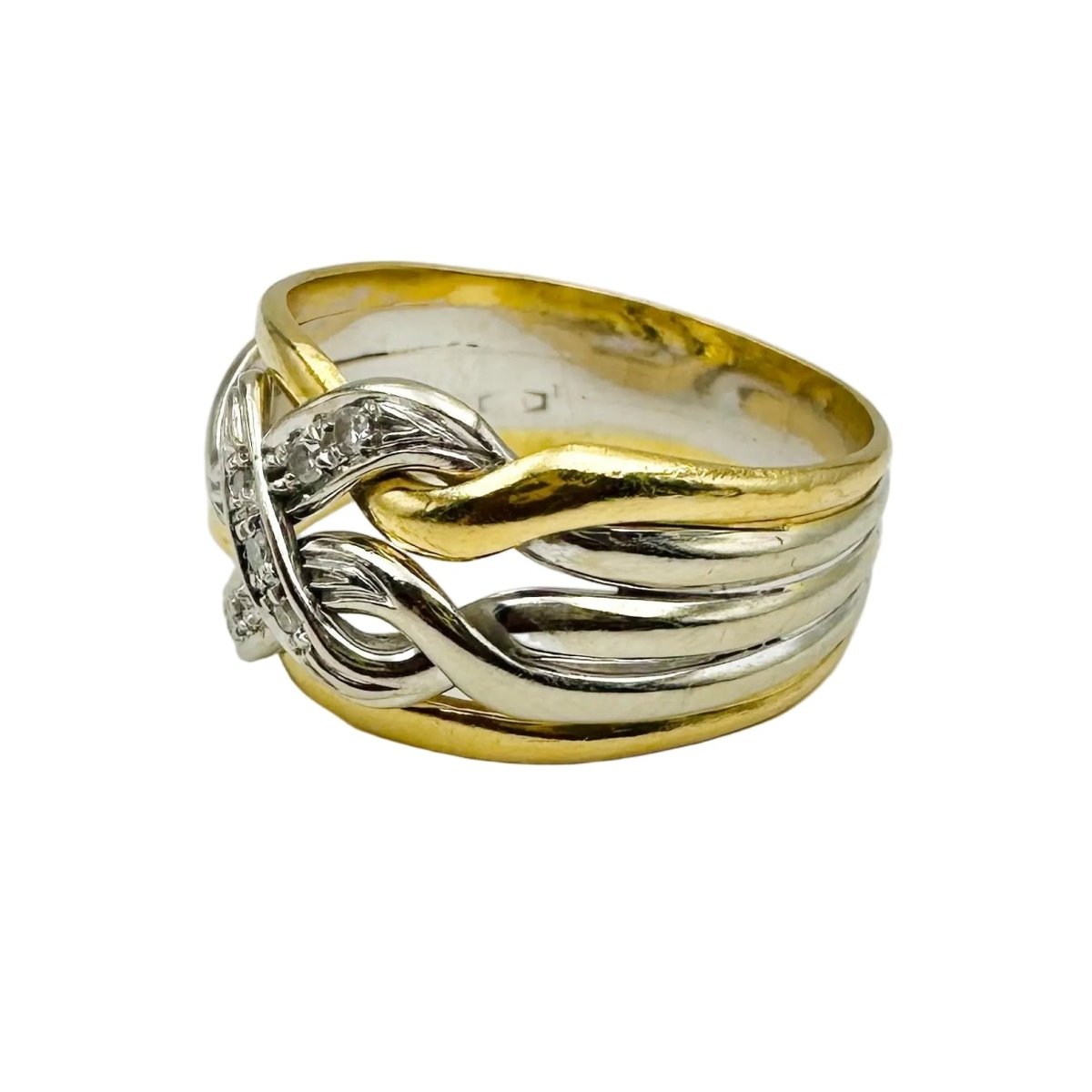 Bague Bandeau en or jaune, or blanc et diamants - Castafiore