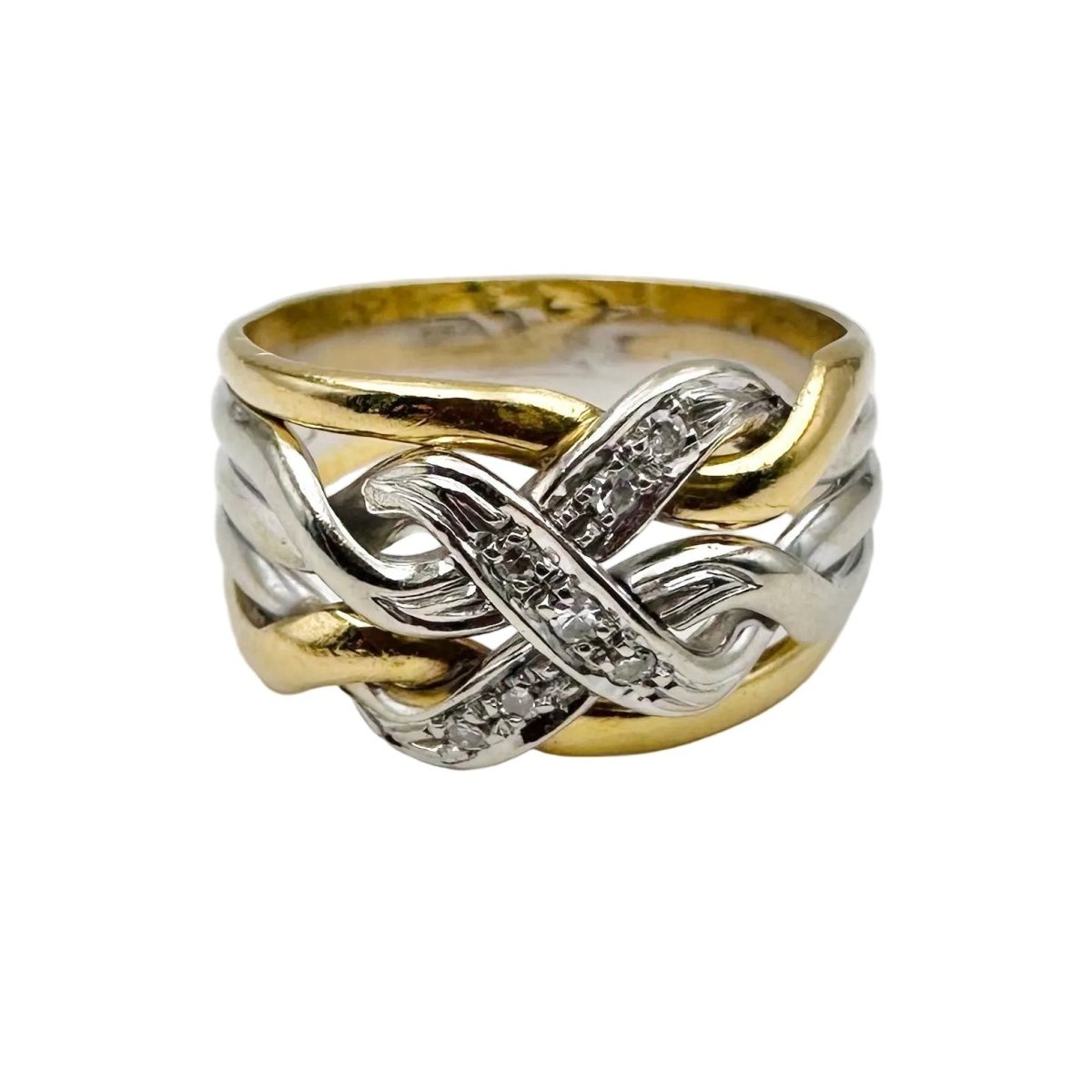 Bague Bandeau en or jaune, or blanc et diamants - Castafiore