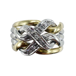 Bague Bandeau en or jaune, or blanc et diamants - Castafiore