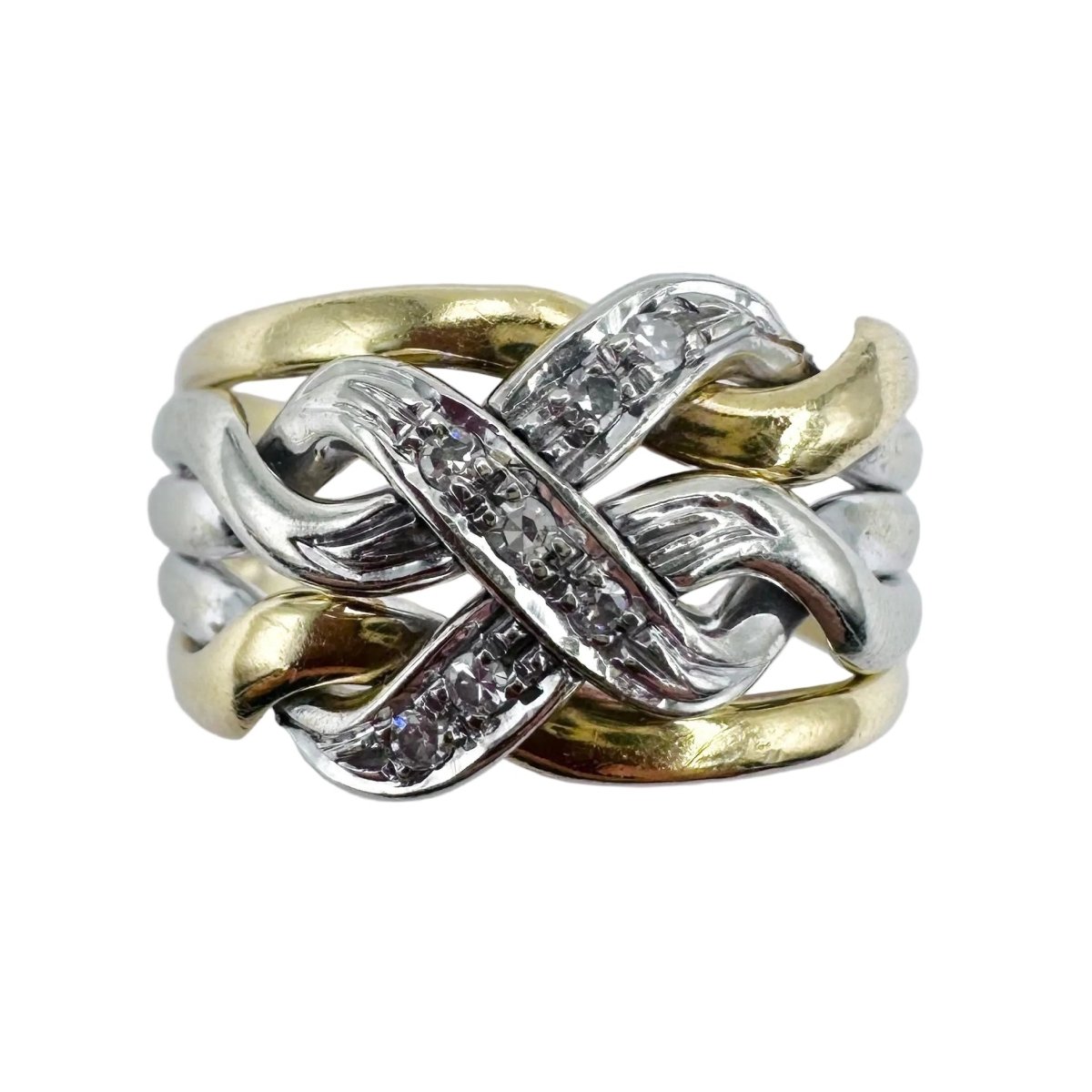 Bague Bandeau en or jaune, or blanc et diamants - Castafiore