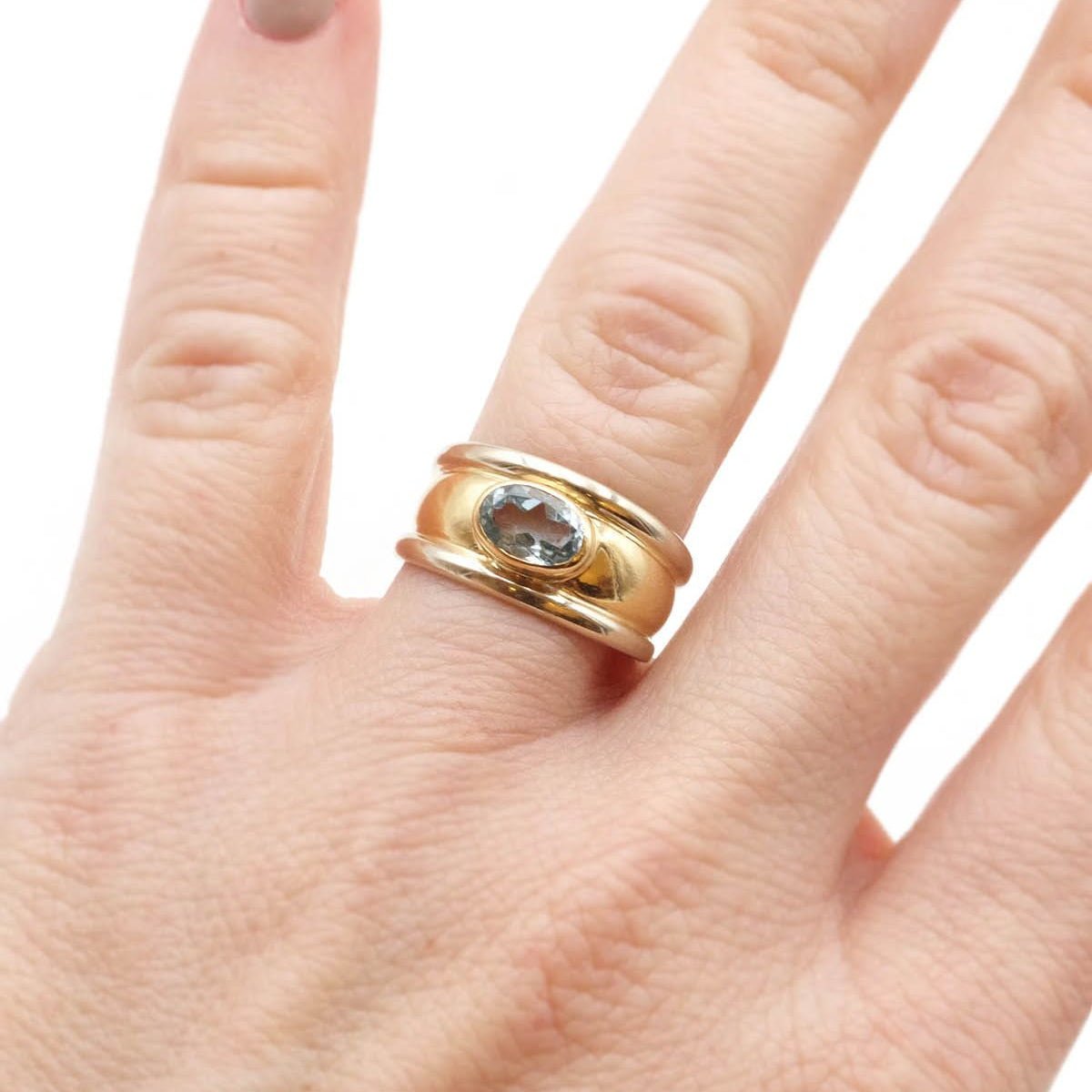 Bague Bandeau en or jaune, or blanc et topaze - Castafiore