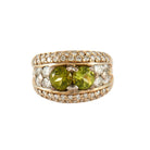 Bague Bandeau en or jaune, péridots et diamants - Castafiore