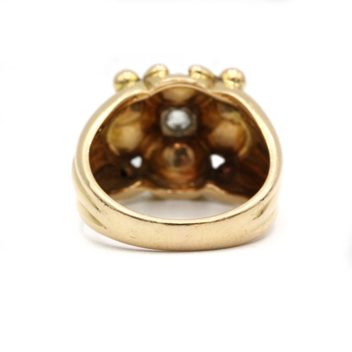 Bague Bandeau en or jaune, platine, perles et diamants - Castafiore