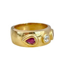 Bague Bandeau en or jaune, rubis et diamant - Castafiore