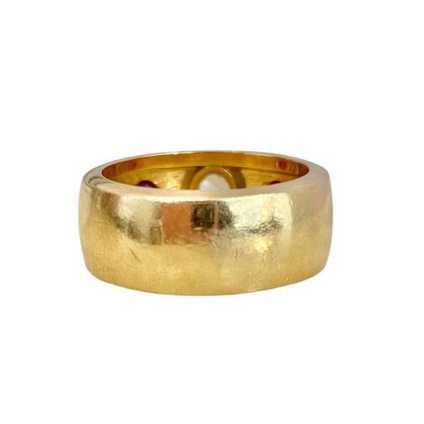 Bague Bandeau en or jaune, rubis et diamant - Castafiore