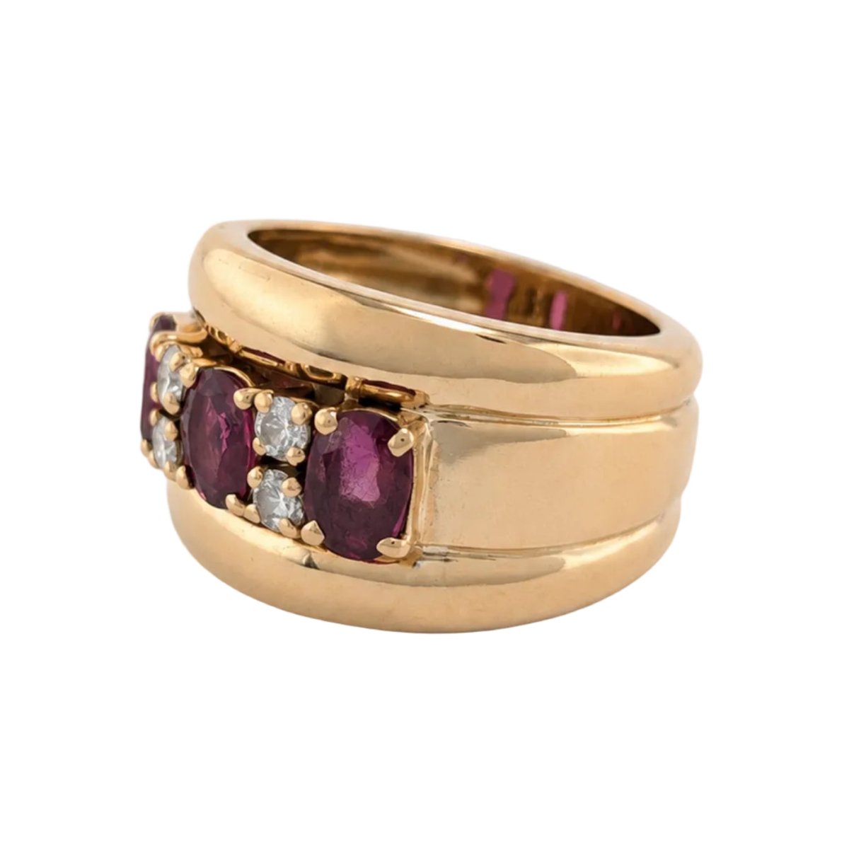 Bague Bandeau en or jaune, rubis et diamants - Castafiore