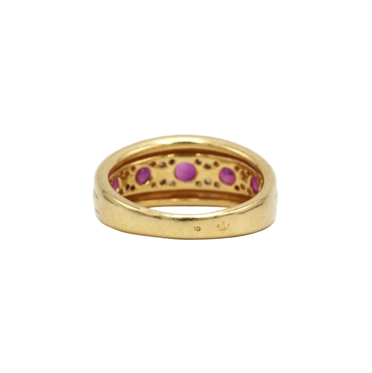 Bague Bandeau en or jaune, rubis et diamants - Castafiore