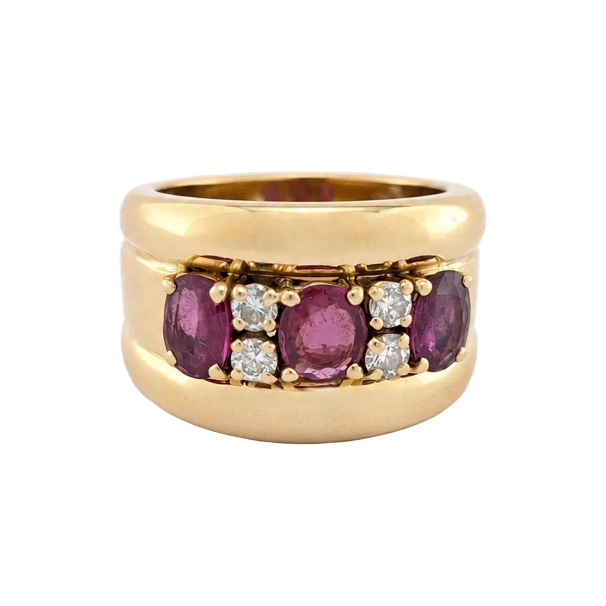 Bague Bandeau en or jaune, rubis et diamants - Castafiore