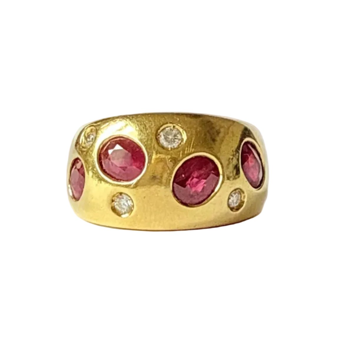 Bague Bandeau en or jaune, rubis et diamants - Castafiore