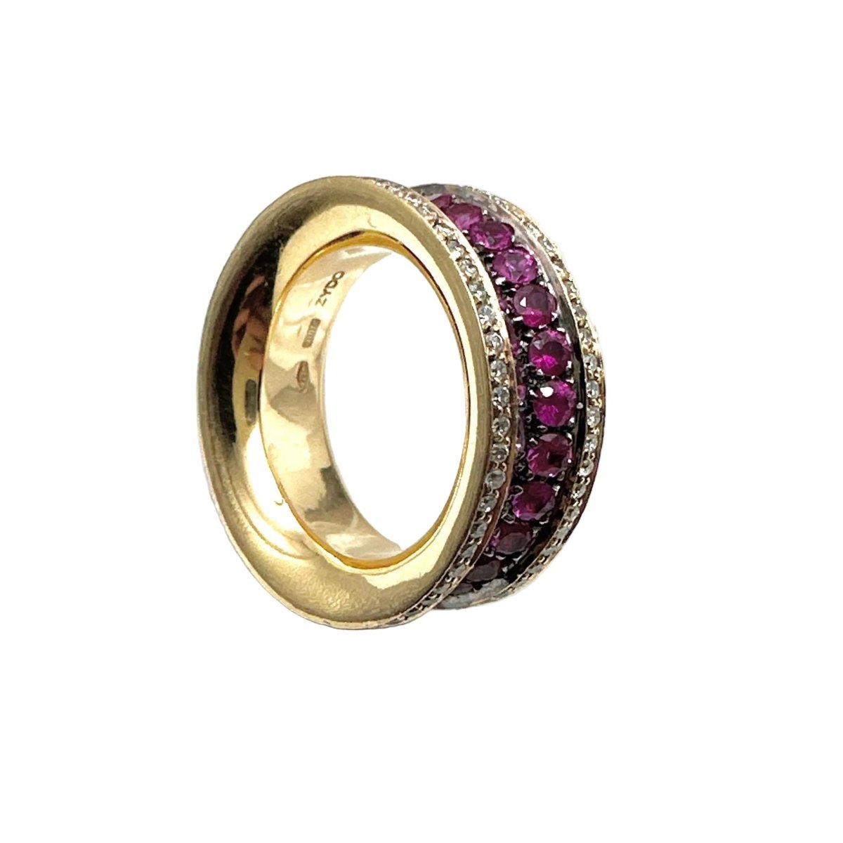 Bague Bandeau en or jaune, rubis, et diamants - Castafiore