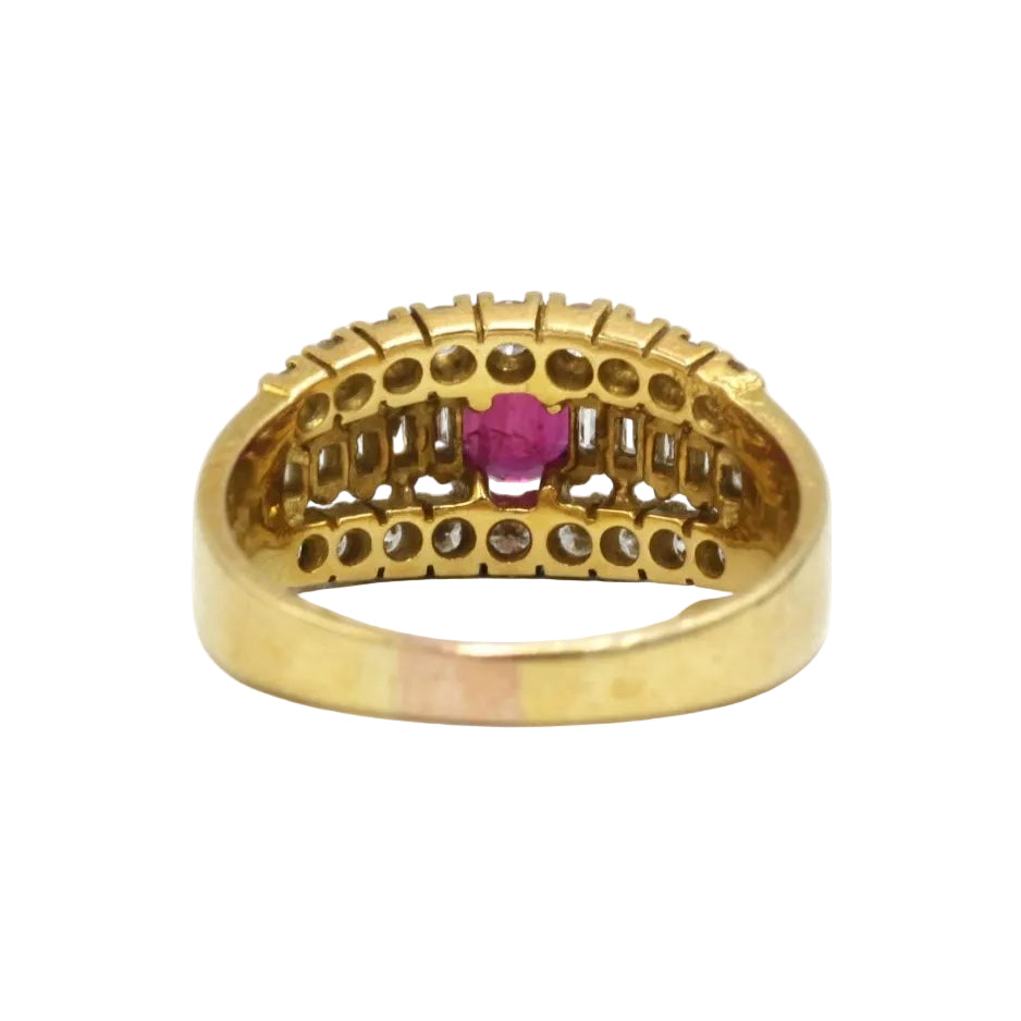 Bague Bandeau en or jaune, rubis et diamants - Castafiore