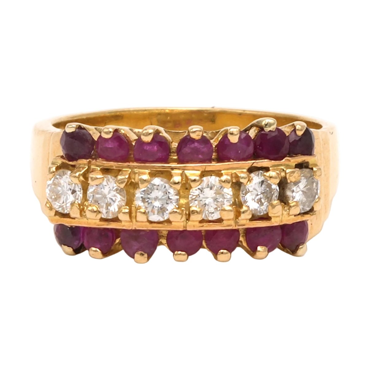 Bague Bandeau en or jaune, rubis et diamants - Castafiore