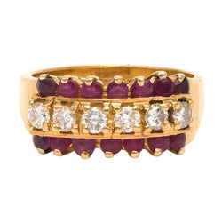 Bague Bandeau en or jaune, rubis et diamants - Castafiore