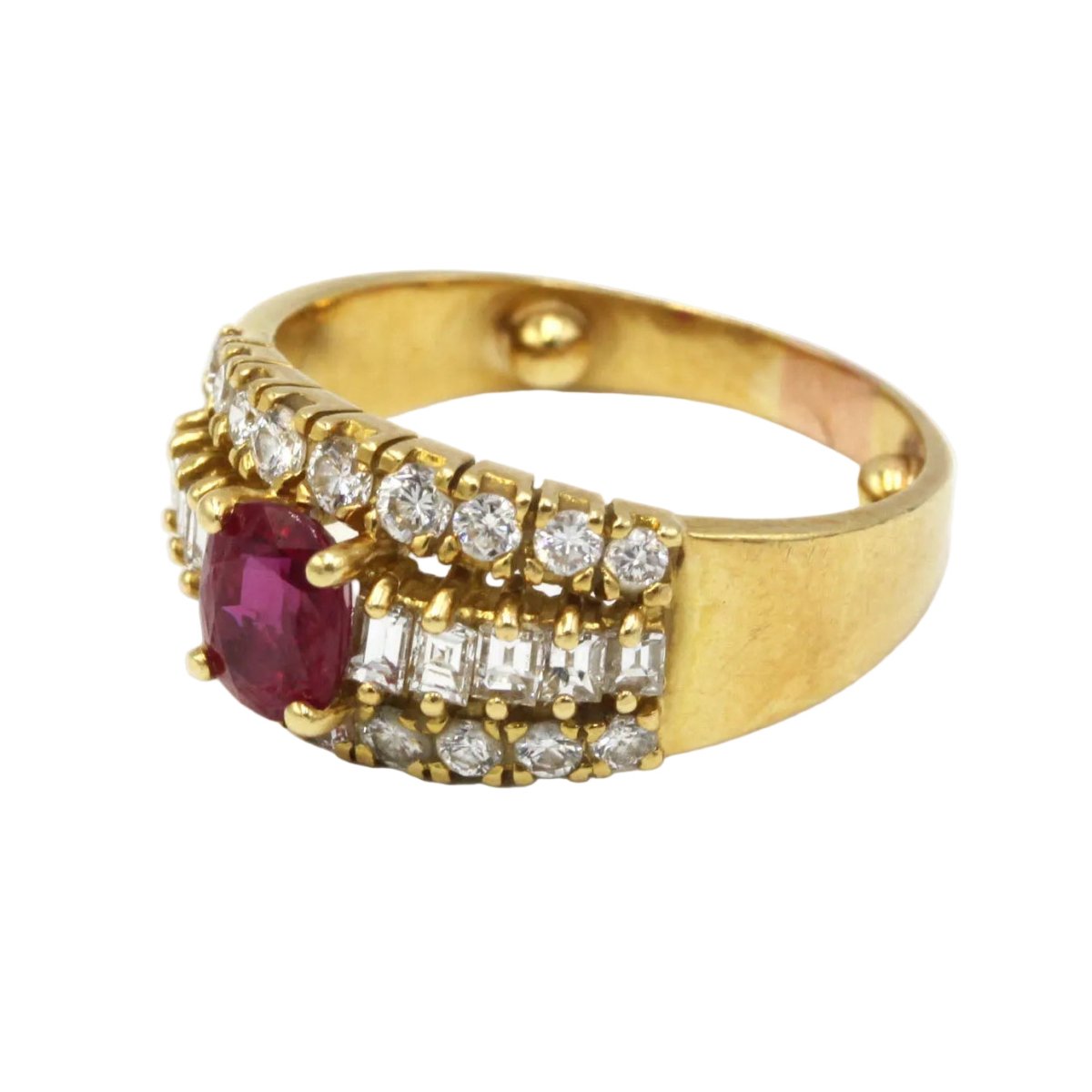 Bague Bandeau en or jaune, rubis et diamants - Castafiore