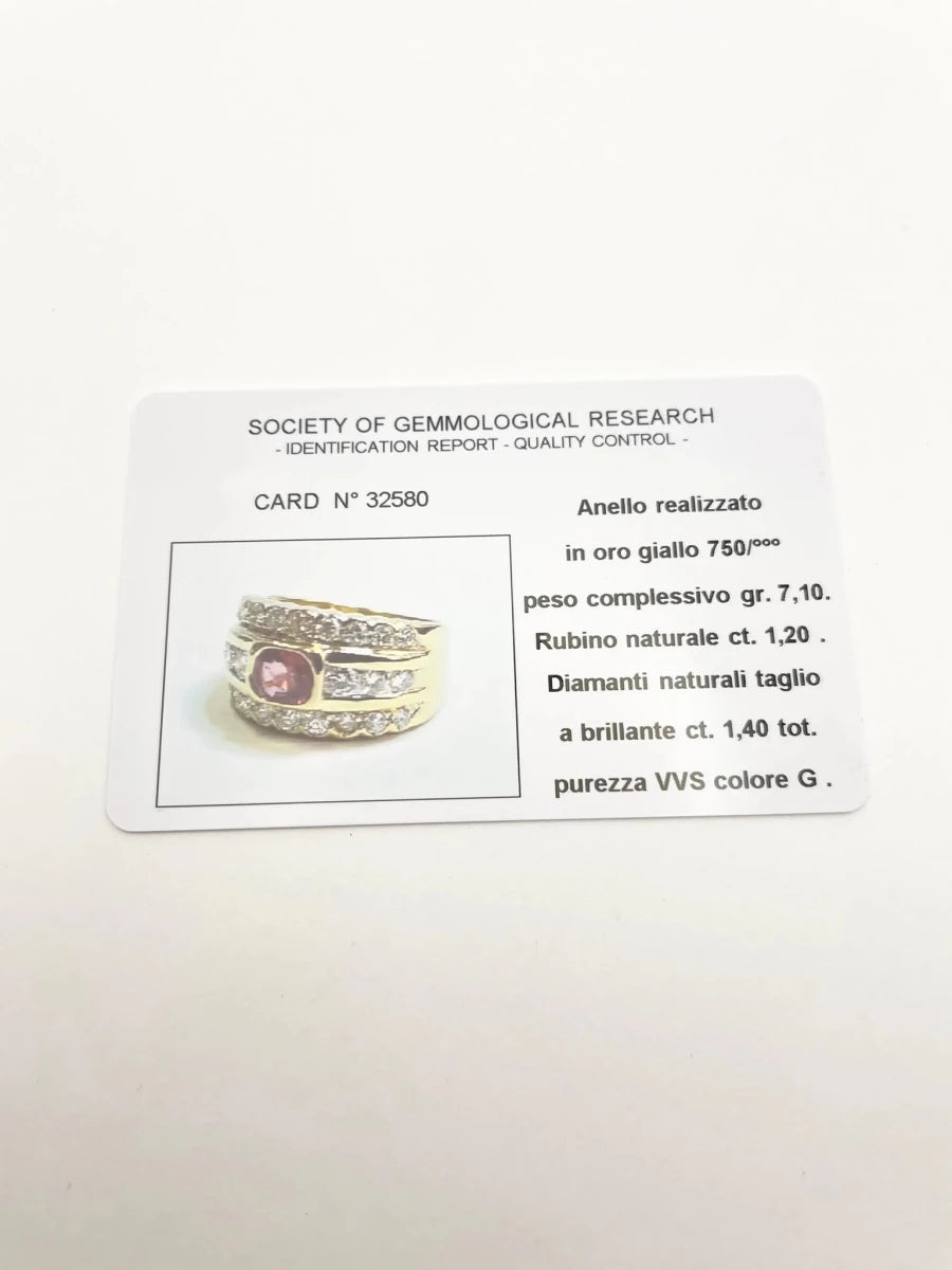 Bague Bandeau en or jaune, rubis et diamants - Castafiore