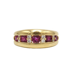 Bague Bandeau en or jaune, rubis et diamants - Castafiore