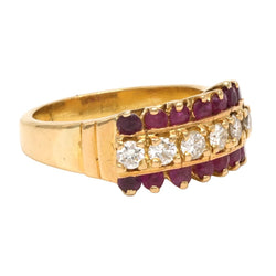 Bague Bandeau en or jaune, rubis et diamants - Castafiore