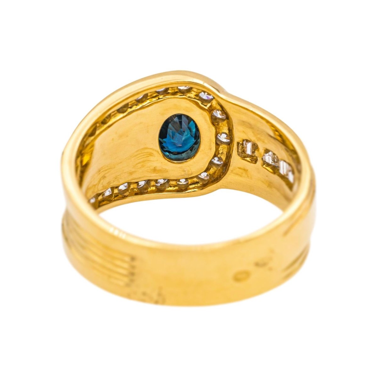 Bague Bandeau en or jaune, saphir et diamants - Castafiore