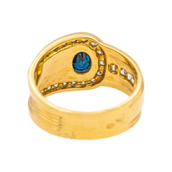 Bague Bandeau en or jaune, saphir et diamants - Castafiore