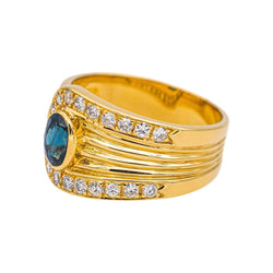 Bague Bandeau en or jaune, saphir et diamants - Castafiore